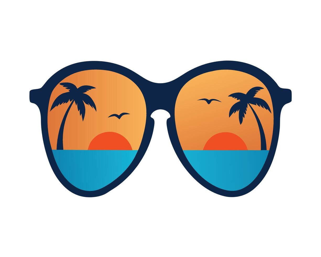 Palm Tree Reflection Sunglasses Art vector