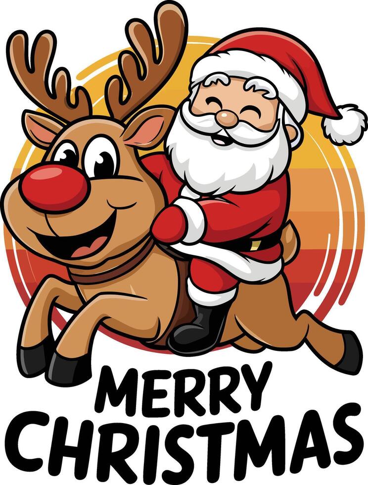 Santas Reindeer Adventure, Spreading Christmas Joy vector