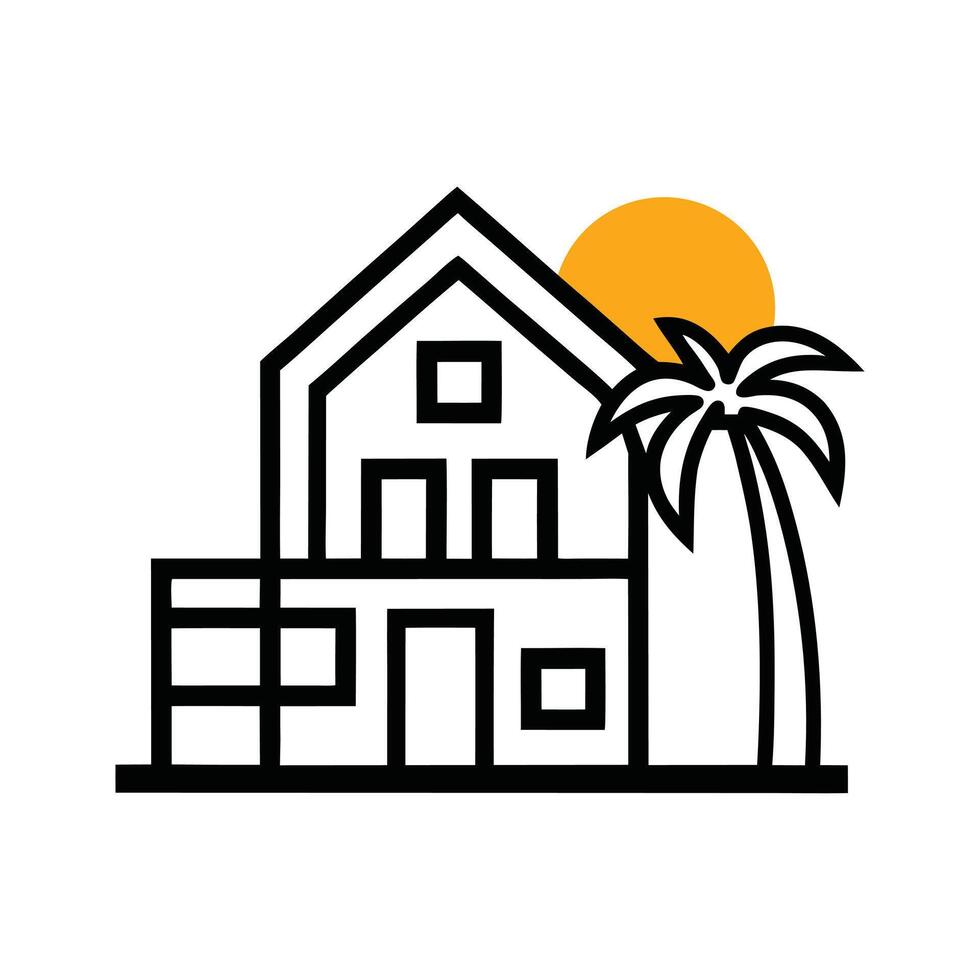 Palm Tree and House Logo for Travel and Vacation Projects vector