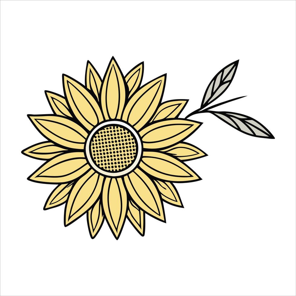 A sunflower with a red center on a green background vector