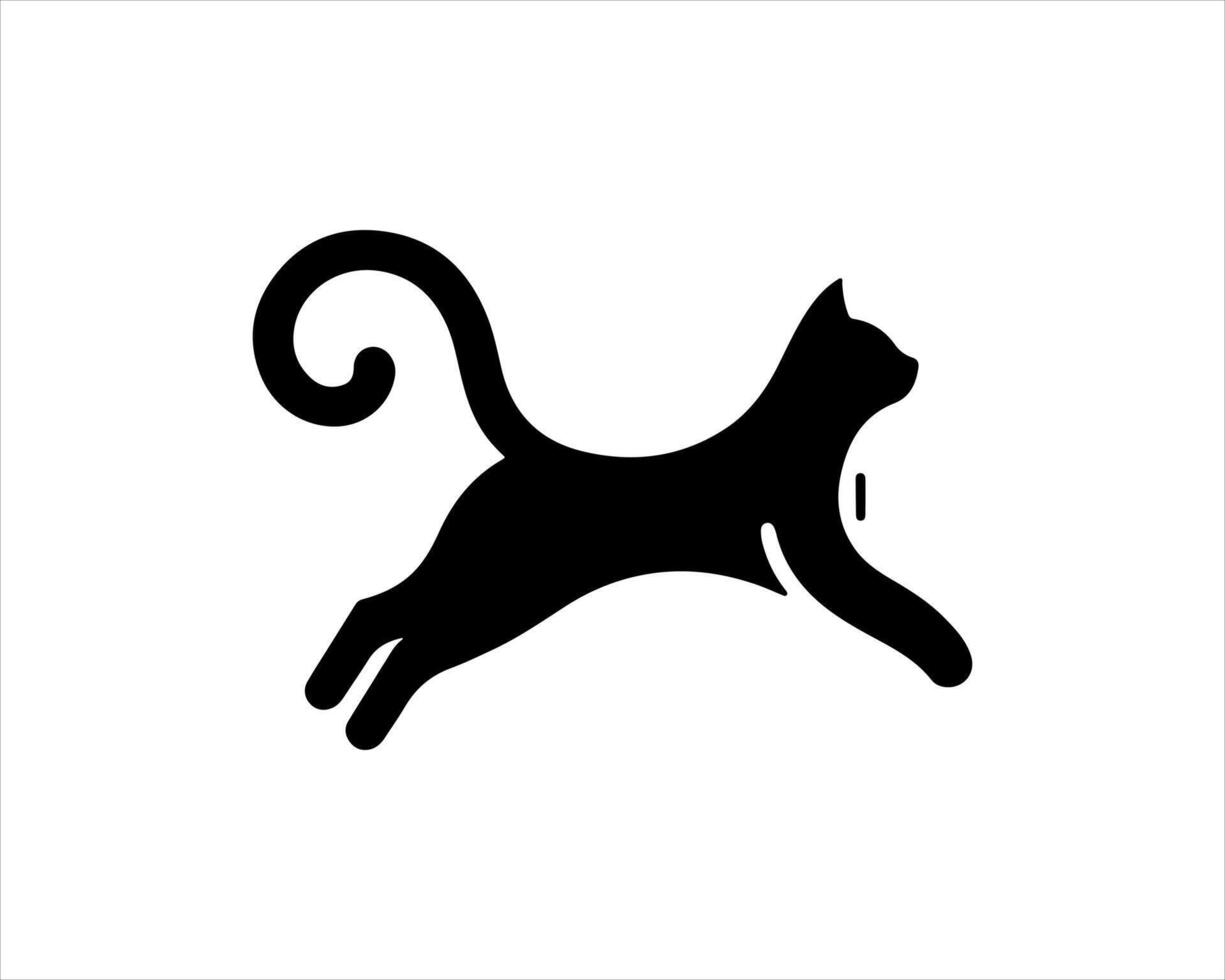 A black cat is running on a white background vector
