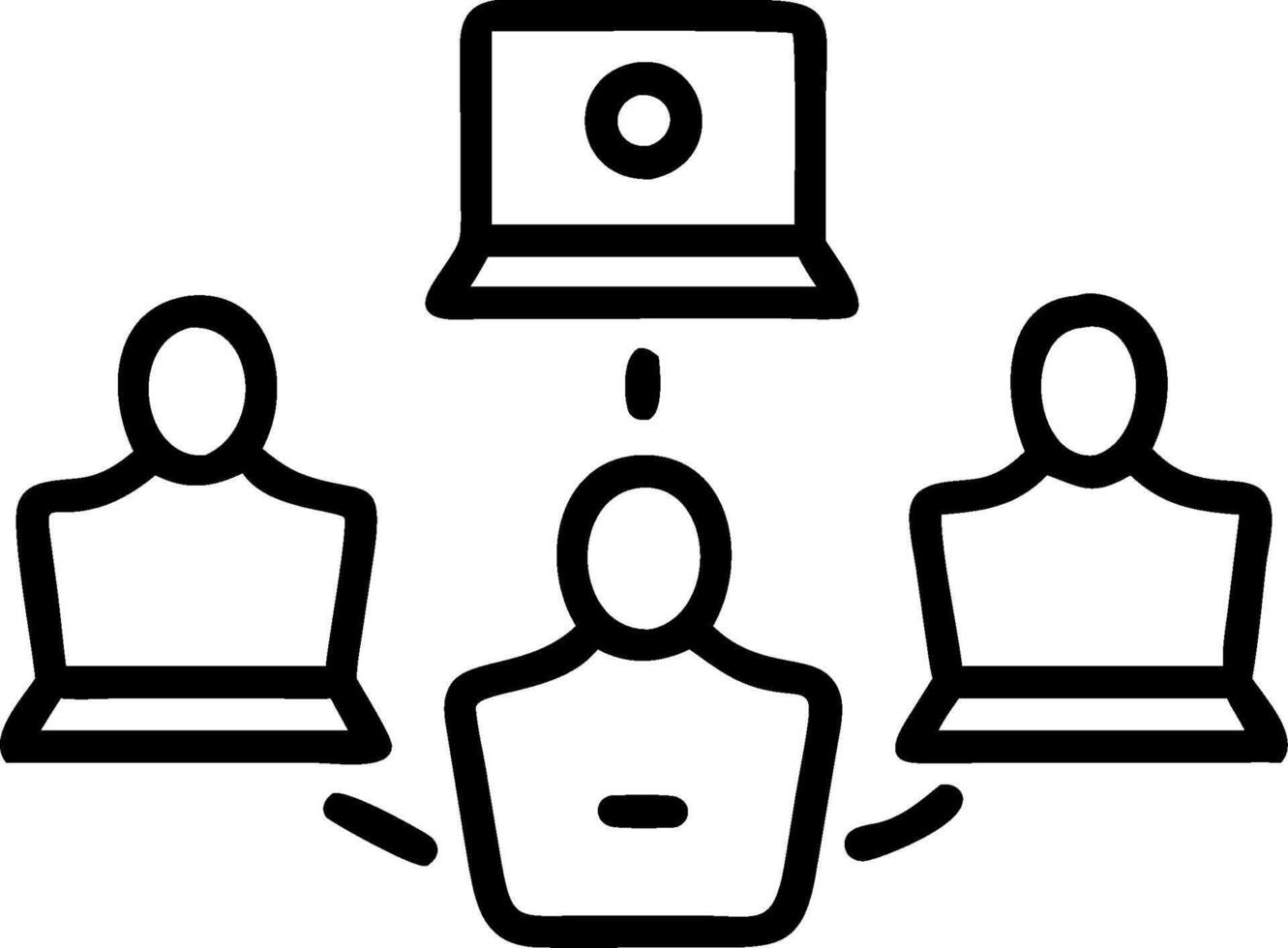 Business team collaborating through cloud computing concept as illustration of a business team collaborating and sharing information through cloud computi vector