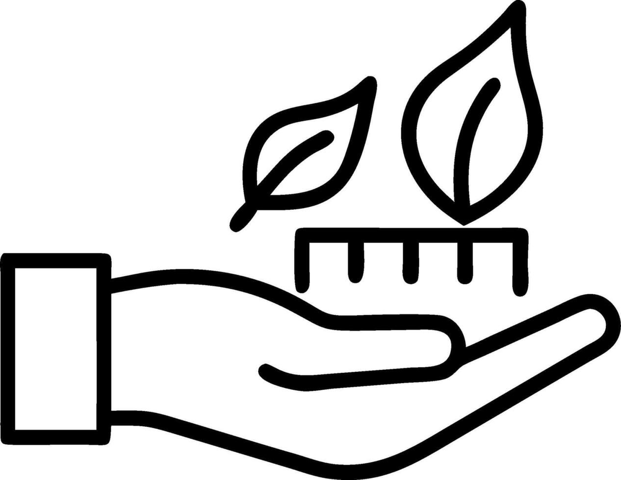 Hand holding a cut leaf in a green field concept as A hand gently holding a cut leaf in a lush green field symbolizing environmental responsibility and sustainab vector
