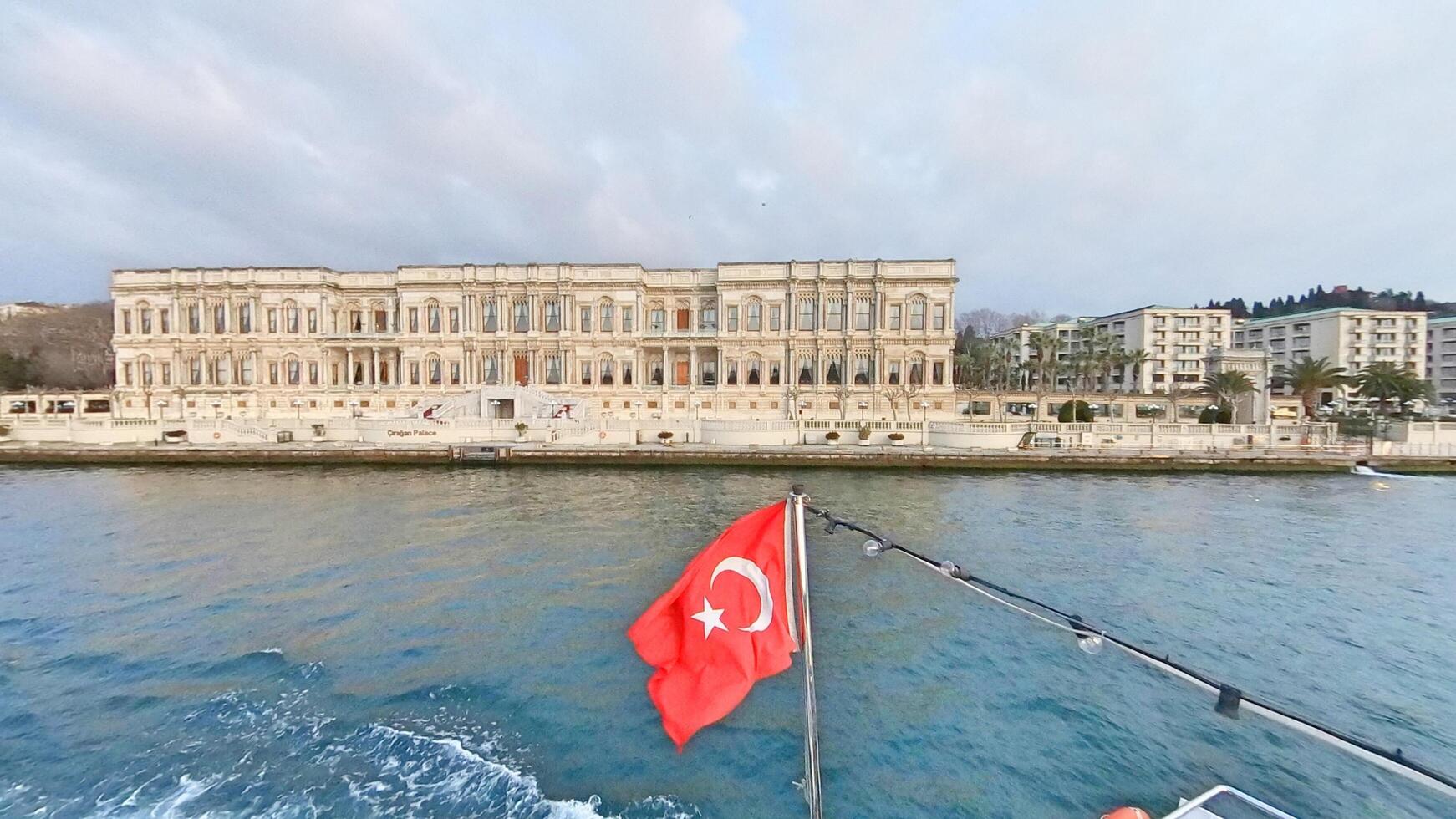 Istanbul, Turkey,01.01.2024, panoramic view of the Istanbul city from a private Bosphorus boat cruise photo