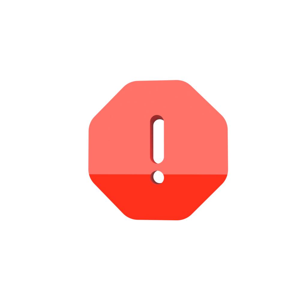 Alert warning icon 3d render png