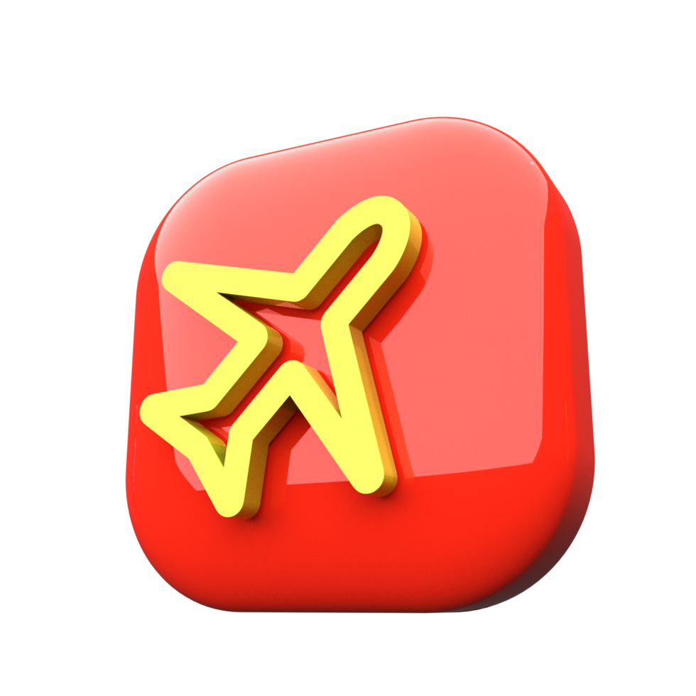 Airplane flight icon 3d render symbol png
