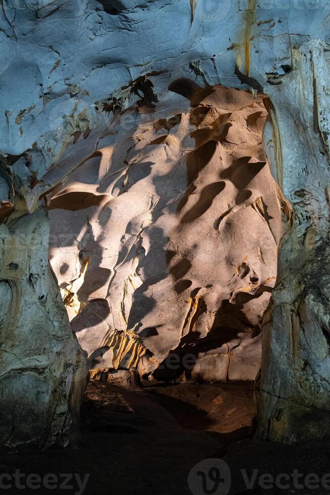 Geological formations in Karain cave. photo