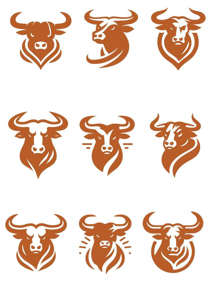 Wild Rampage Bull Collection Logo Design vector