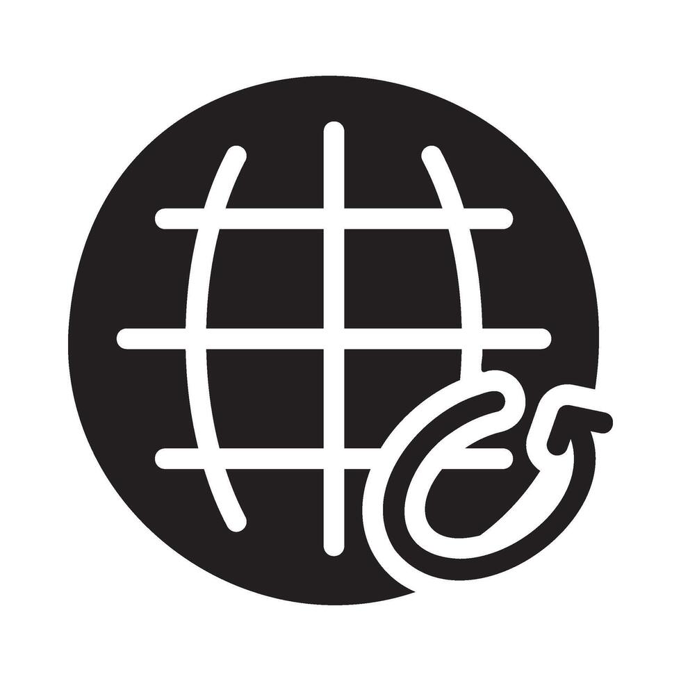 globe Glyph Icon White Background vector