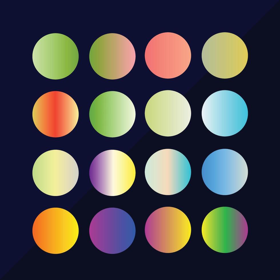 Multicolor Circle Shape Gradient Color Paletter. Modern Colors Paletter with black background vector