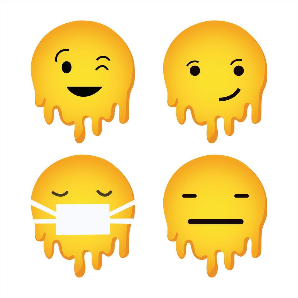 Yellow emoji Funny emoticons faces with facial expressions vector