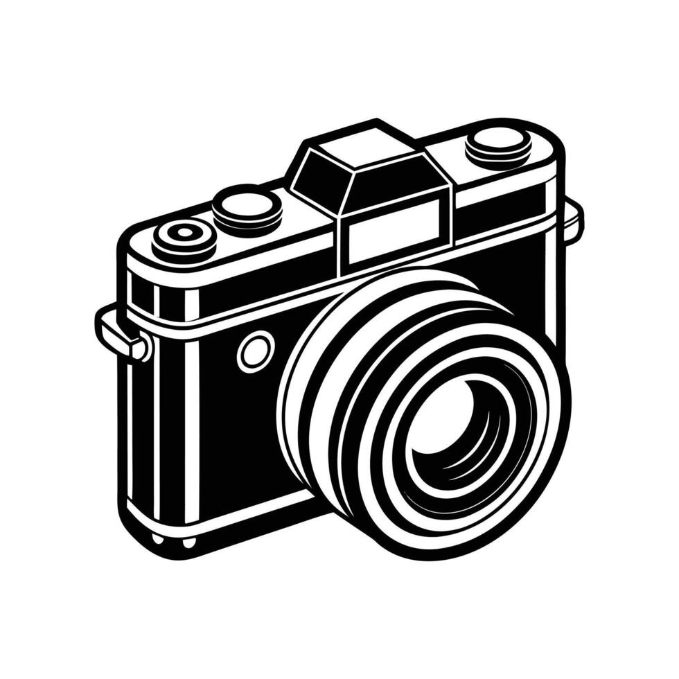 DSLR Camera with Lens - Minimalist Line Art Illustration for Photography and Tech Designs vector