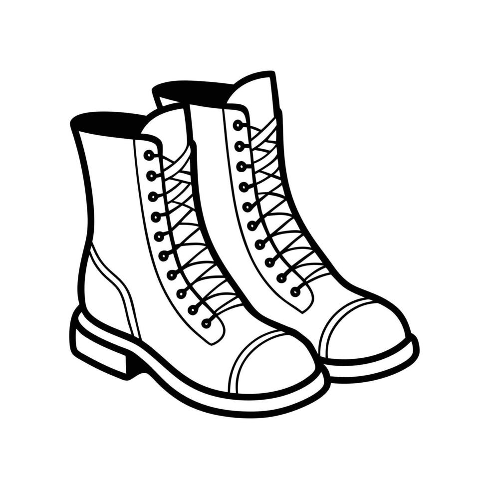 Cold Weather Boots - Trendy Winter Snow Boots Lineart for Outdoor Fashion Design vector