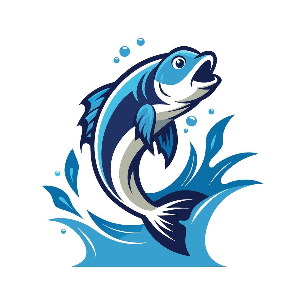 Wildlife Leaping Fish - Midair Aquatic Design for Ocean and Nature Art Projects vector