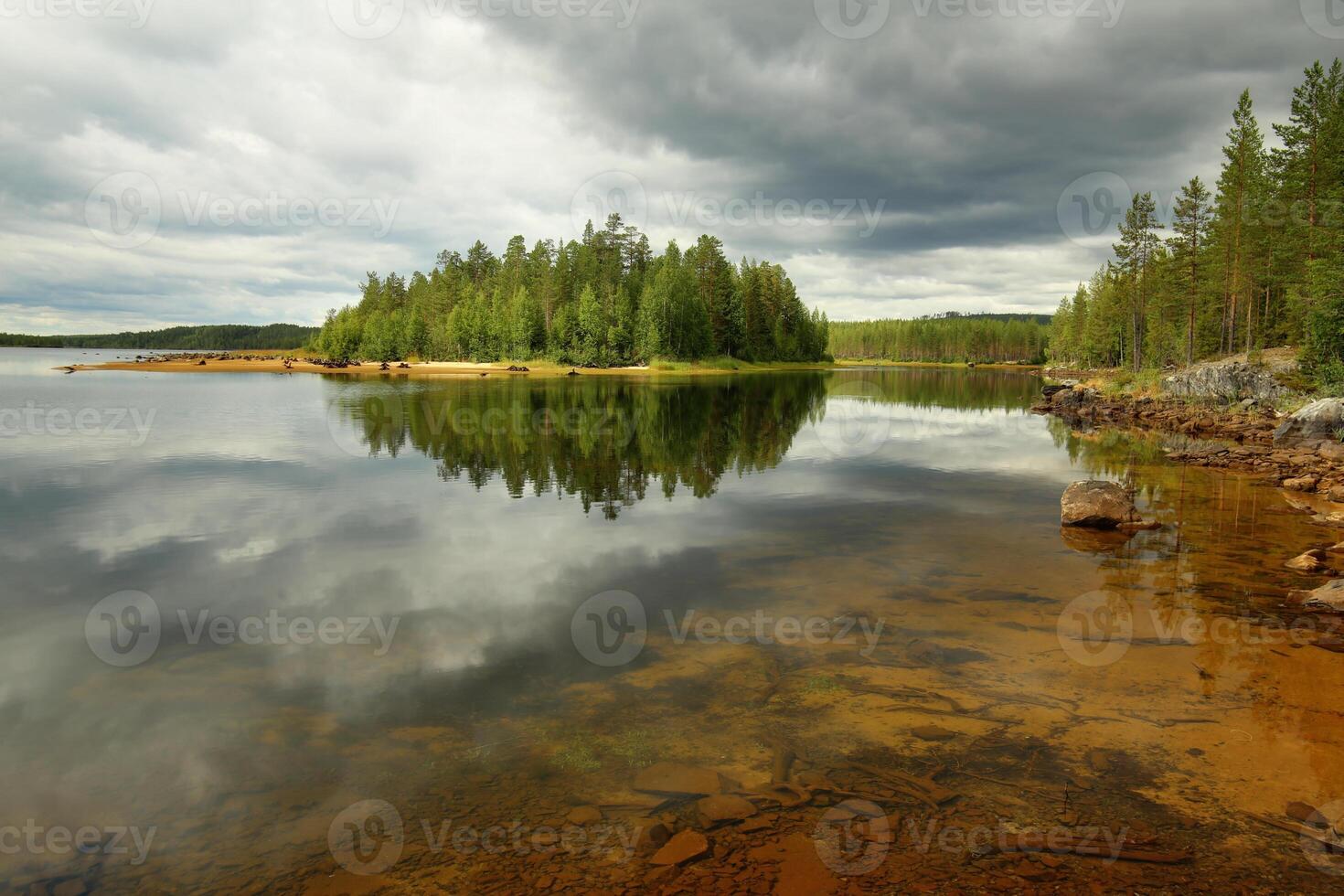 HDR shot at the stream Skelleftealven in Vasterbotten, Sweden photo