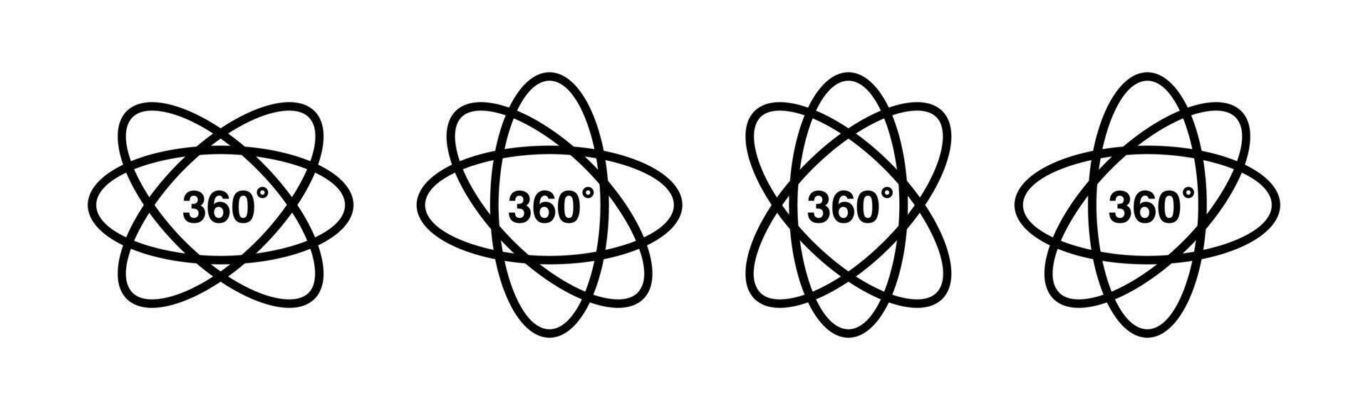360 degree icons set. 360 degree views of circle icons set isolated on white background. 360 degree wiev, rotation icons. graphic. EPS 10 vector