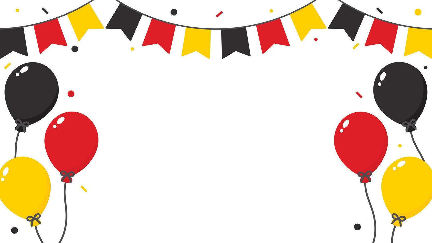 Cheerful Germany celebration background illustration with the Germany flag-colored party bunting, balloons, and confetti. Flat design illustration. vector
