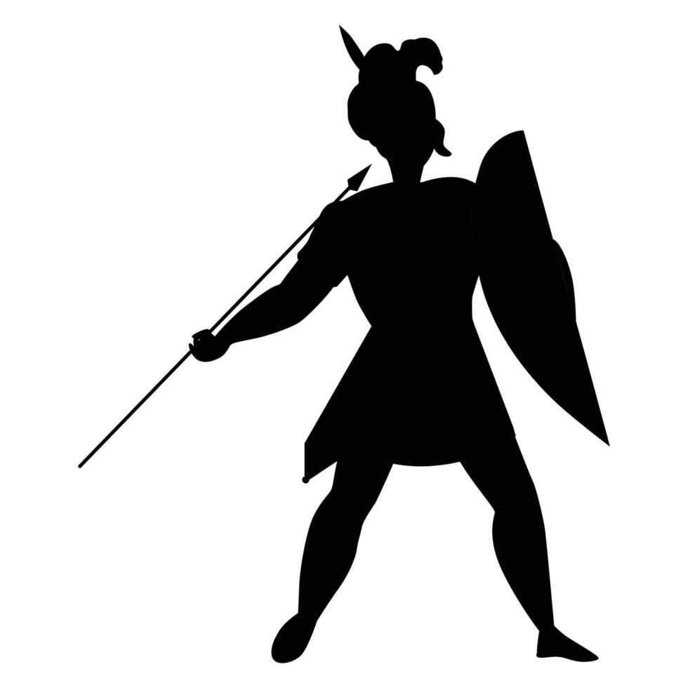 Silhouettes of Spartan or Trojan Ancient Greek Hoplite Warriors vector