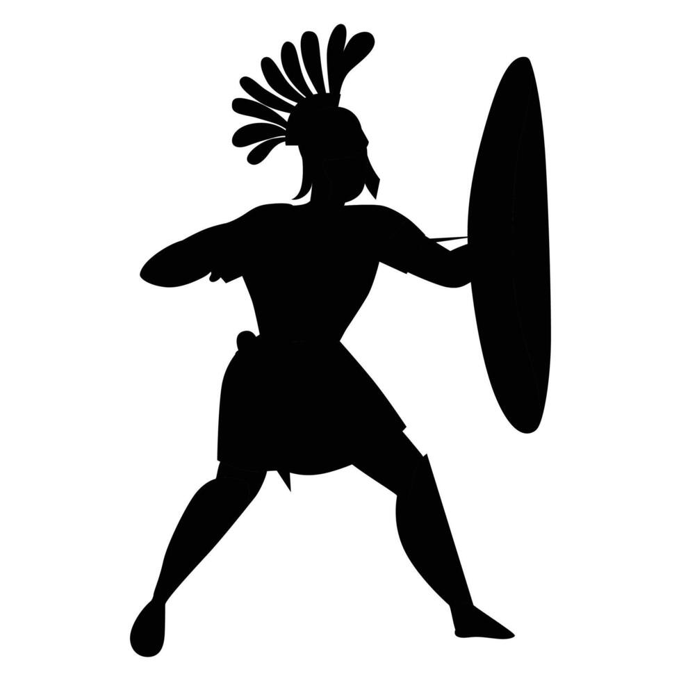 Silhouettes of Spartan or Trojan Ancient Greek Hoplite Warriors vector