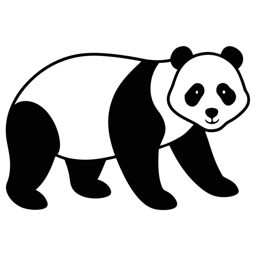 Panda Silhouetted on White Background vector