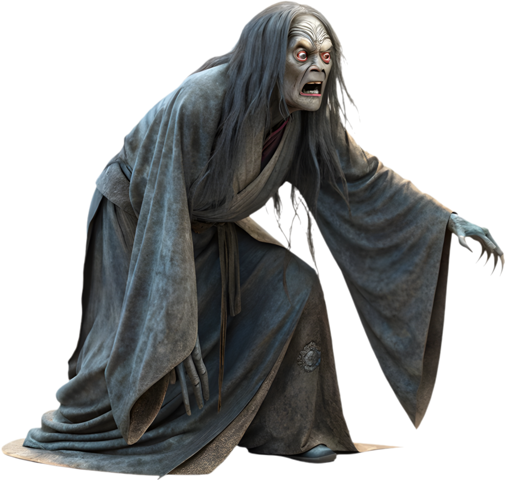 Powerful Yamauba Ghost Clipart Depicting Cultural Wisdom and Strength. . png