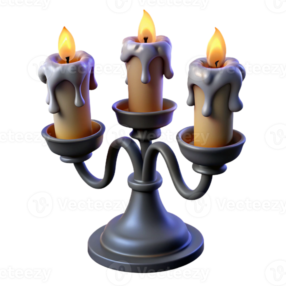 Three-Candle Candelabra 3D Render png