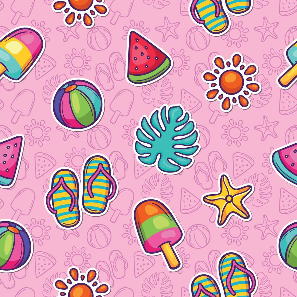 Bright and Fun Beach-Themed Patterns vector
