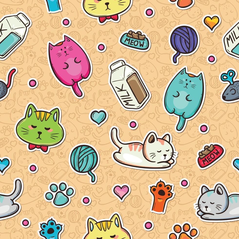Lovely Cat Pattern Full of Charm vector