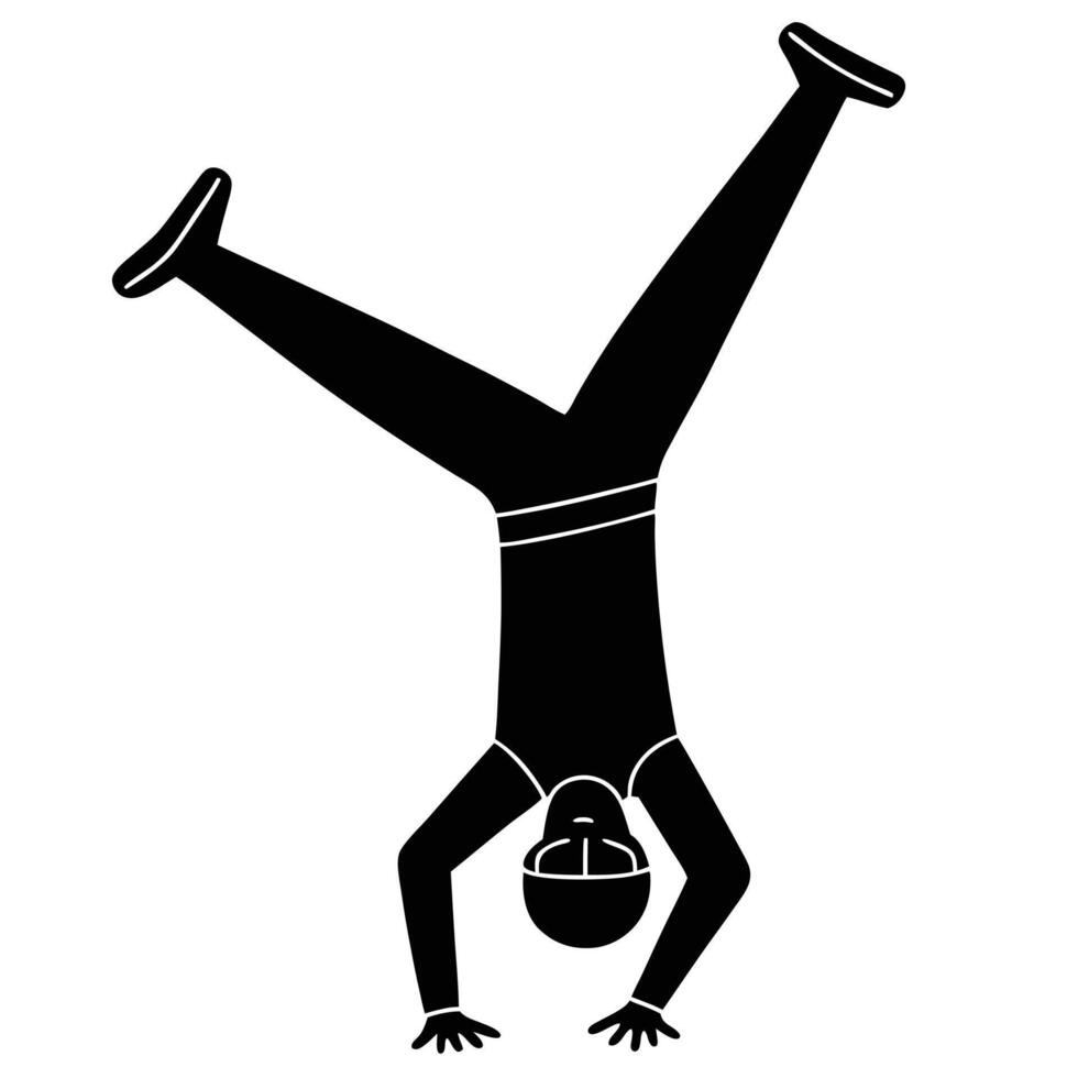 Handstand Silhouetted on White Background vector