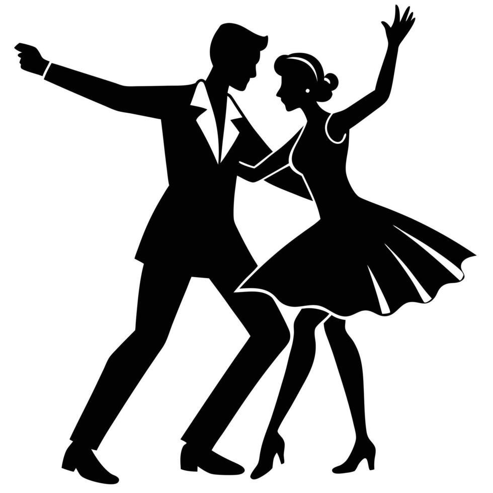 Swing Dance Lift Silhouette on White Background vector