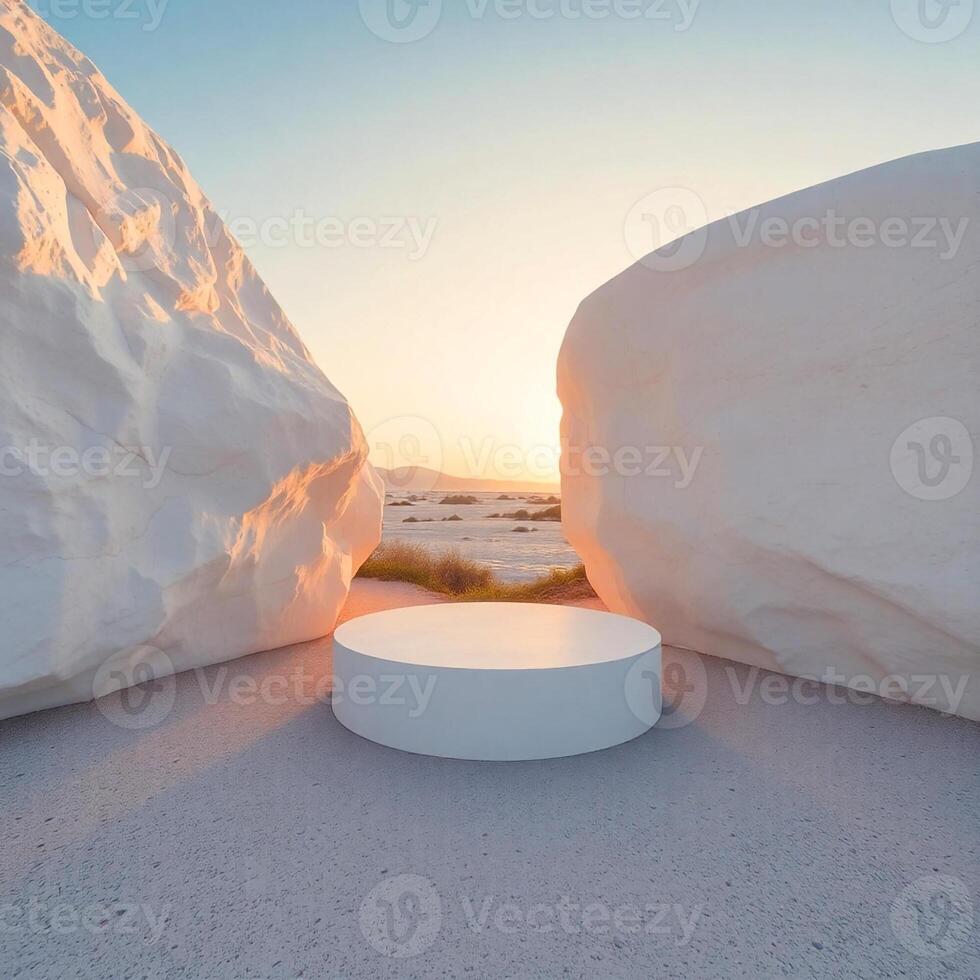 Modern 3D Product Display on Minimal Podium Stand photo