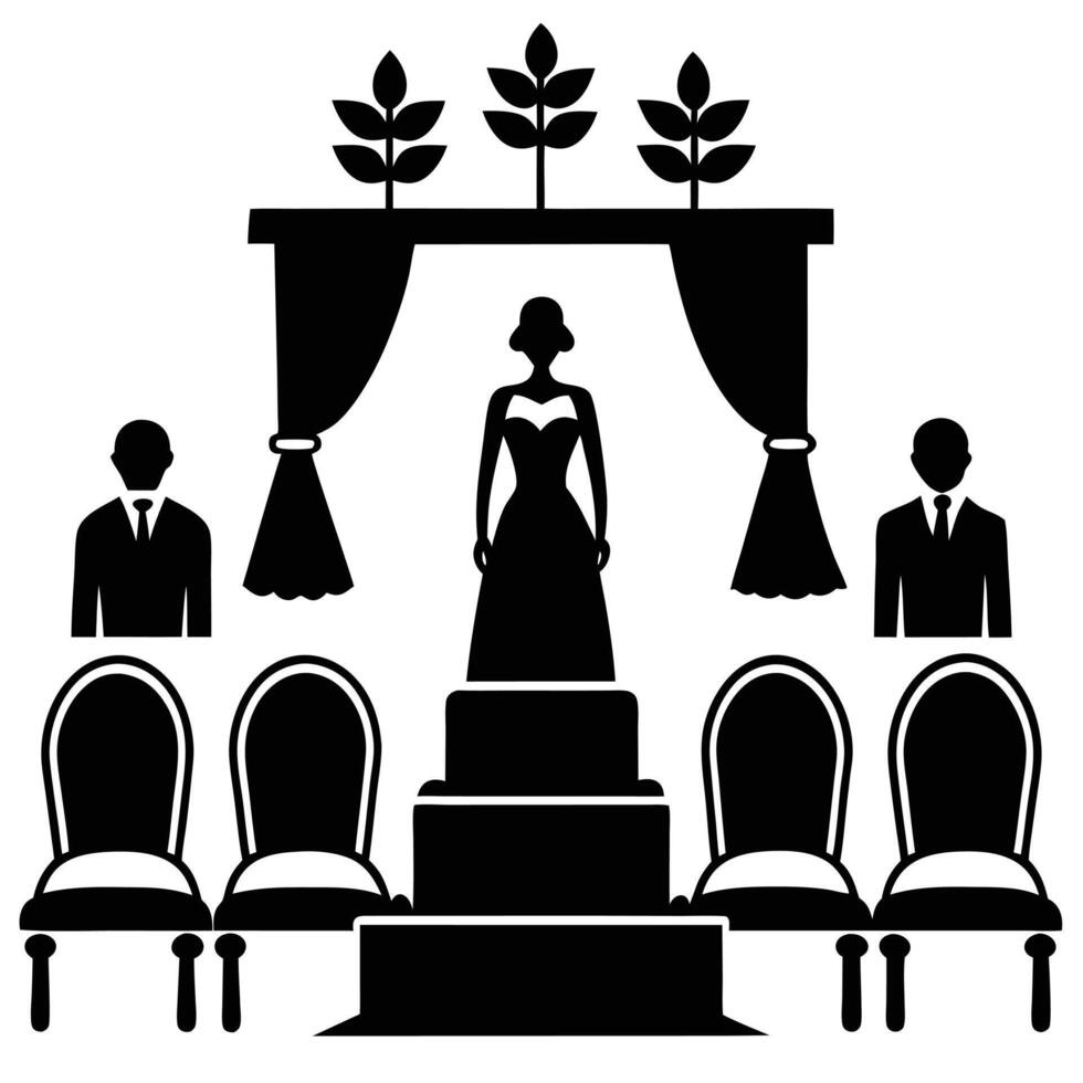Wedding Seating Chart Silhouette on White Background vector