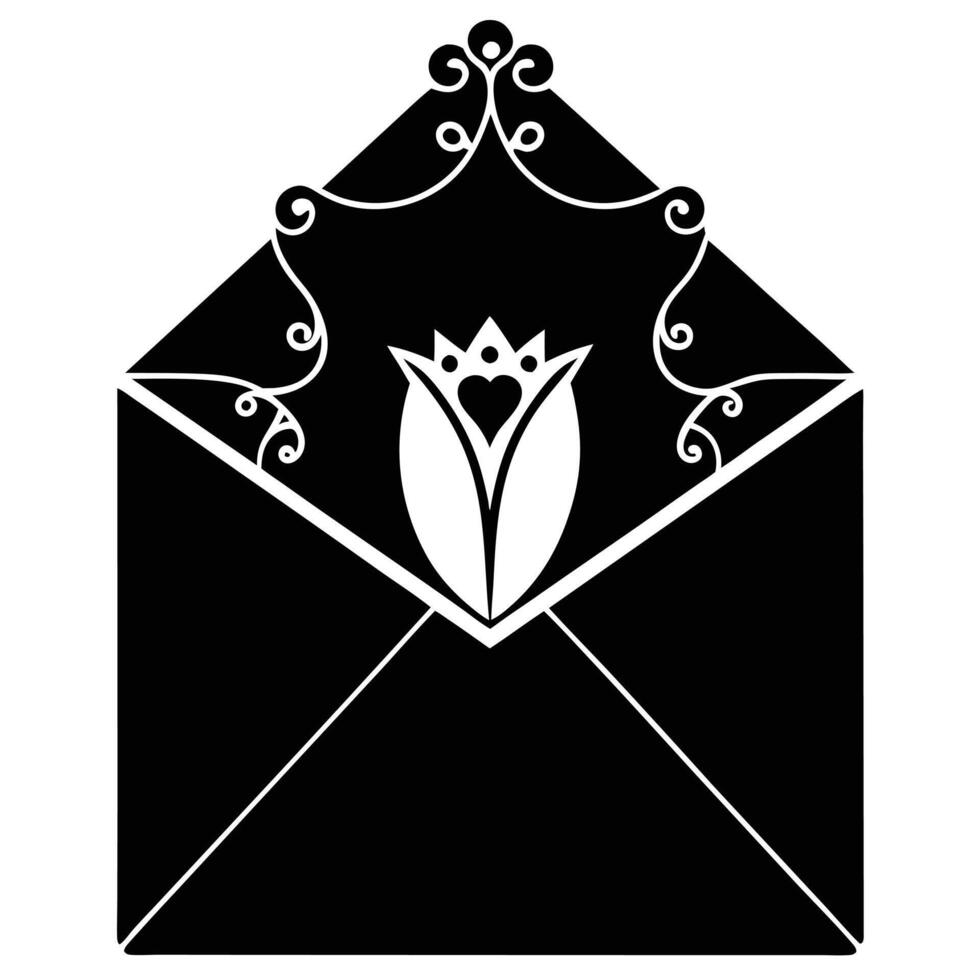Wedding Invitation Envelope Silhouette on White vector