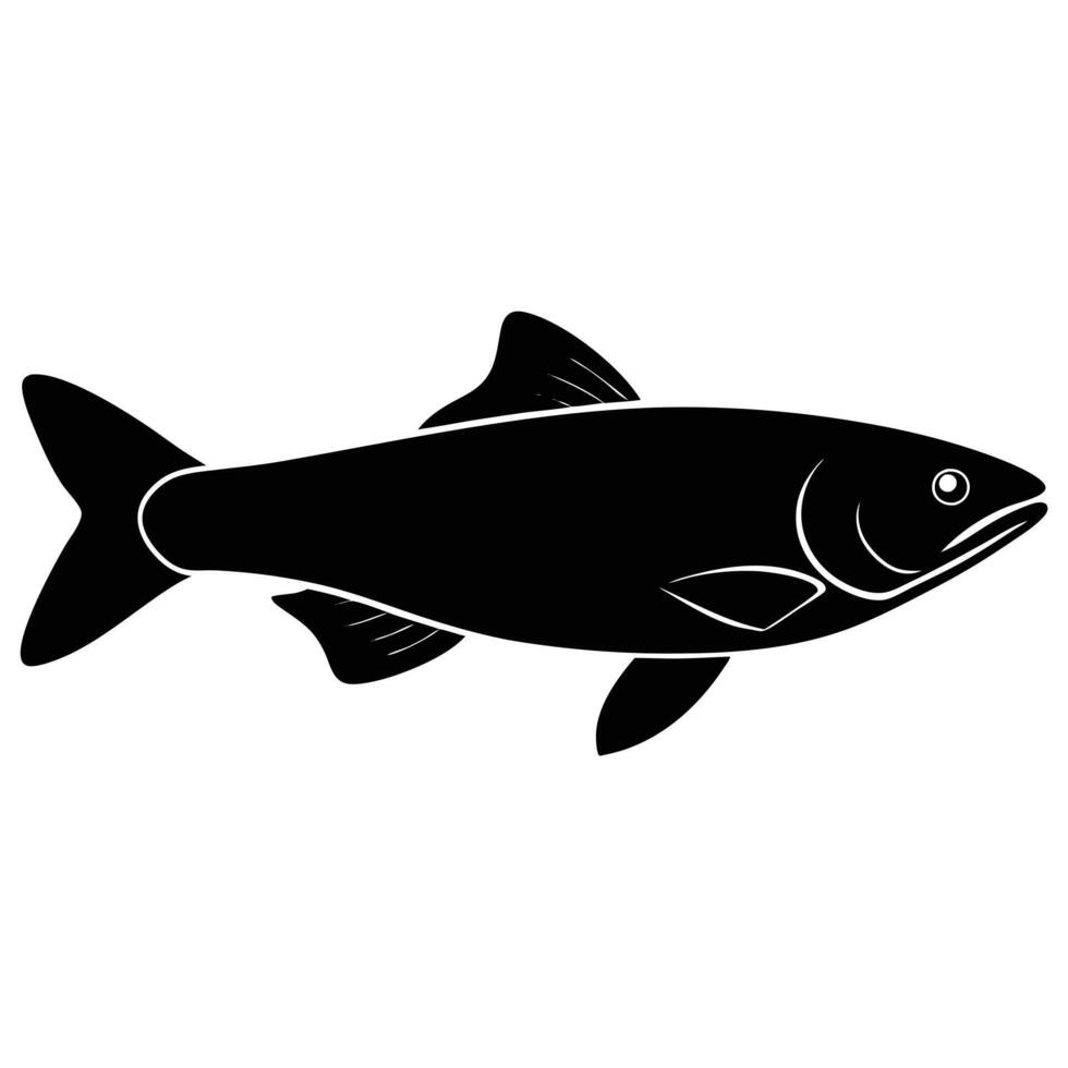 Arctic Char Silhouette Simple Flat on White Background vector
