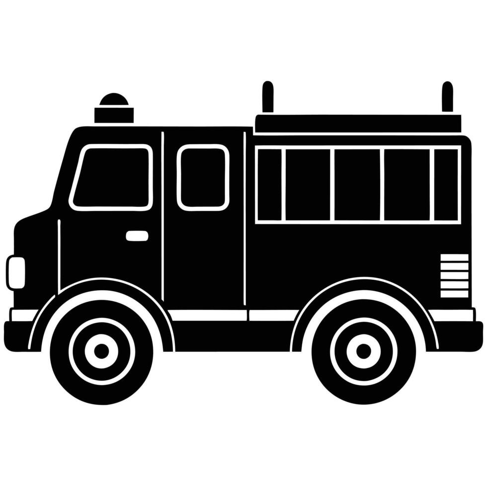 Emergency Truck Silhouette Illustration Isolated on White vector