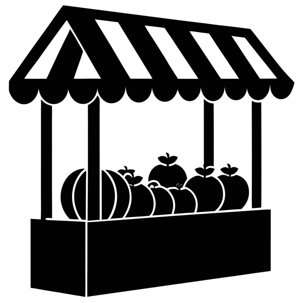 Fruit Stand Silhouette on White vector