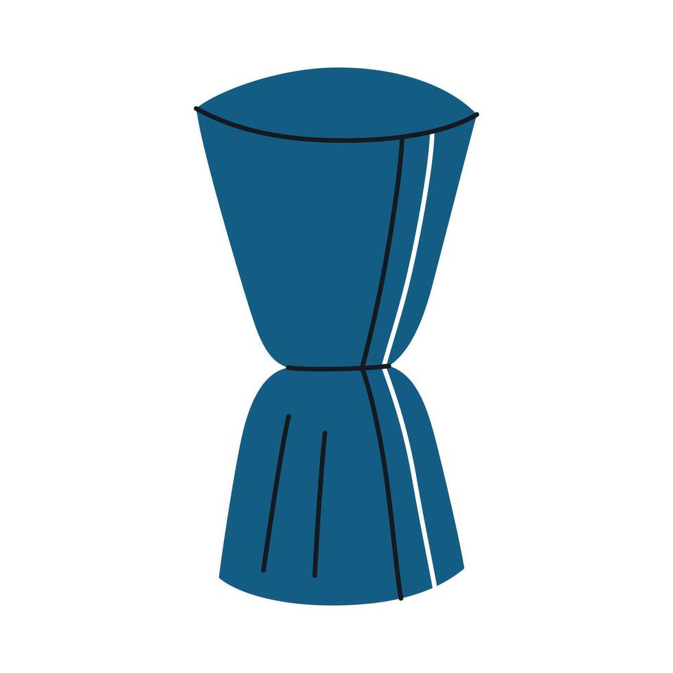 illustration of jigger for precise cocktail measurement. Flat cartoon style for mixology, bartending, and bar themes. Stylish and functional tool for drink preparation, isolated colored clipart vector