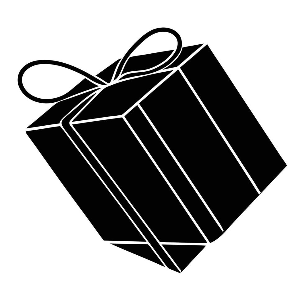 Floating Wrapped Gift Box Silhouette Isolated on White vector