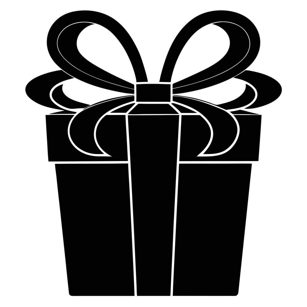 Realistic Gift Box Silhouette Illustration on White vector