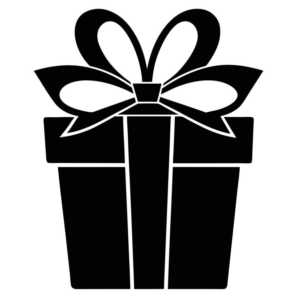 Gift Box Silhouette with Layered Bow on White vector