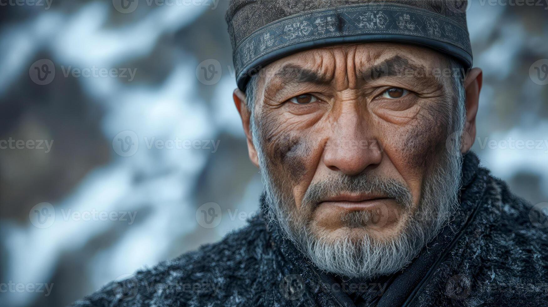 Kazakh man in traditional clothes photo
