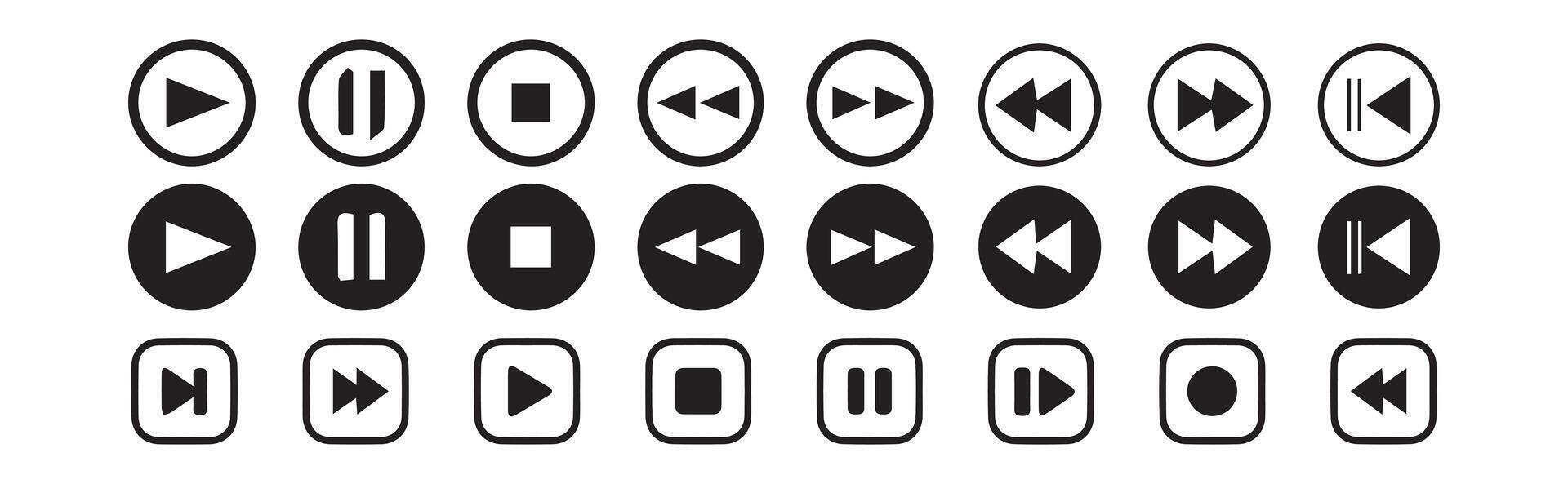 Play and pause buttons, audio player,player button set icon symbol,play and pause button. vector