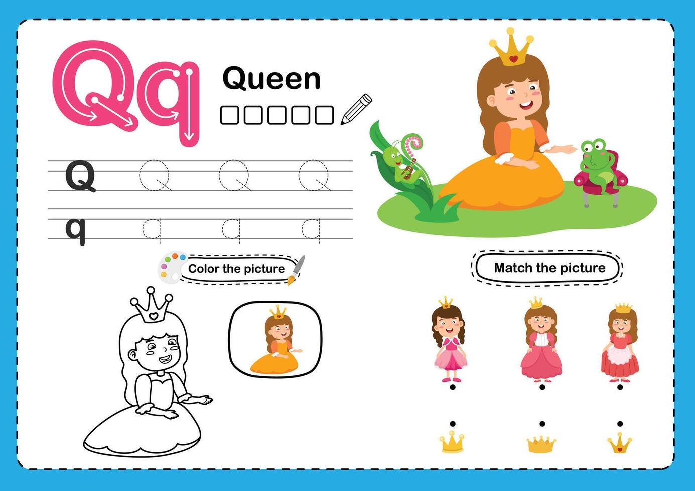 Illustration Isolated Alphabet Letter Q-Queen vector