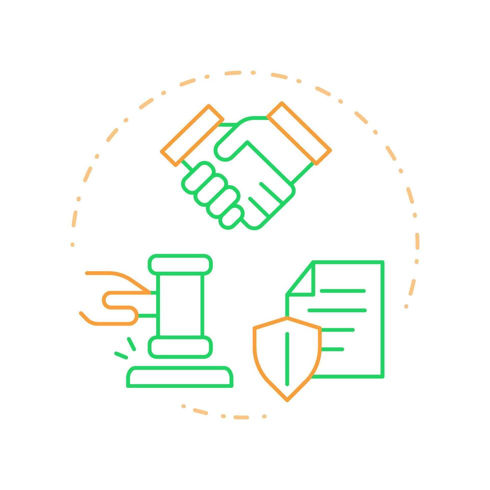 Legal remedy right duo tone concept icon. Legislation, justice. Compensation statement. Round two color outline illustration. Abstract design. Easy to use in infographic, presentation vector