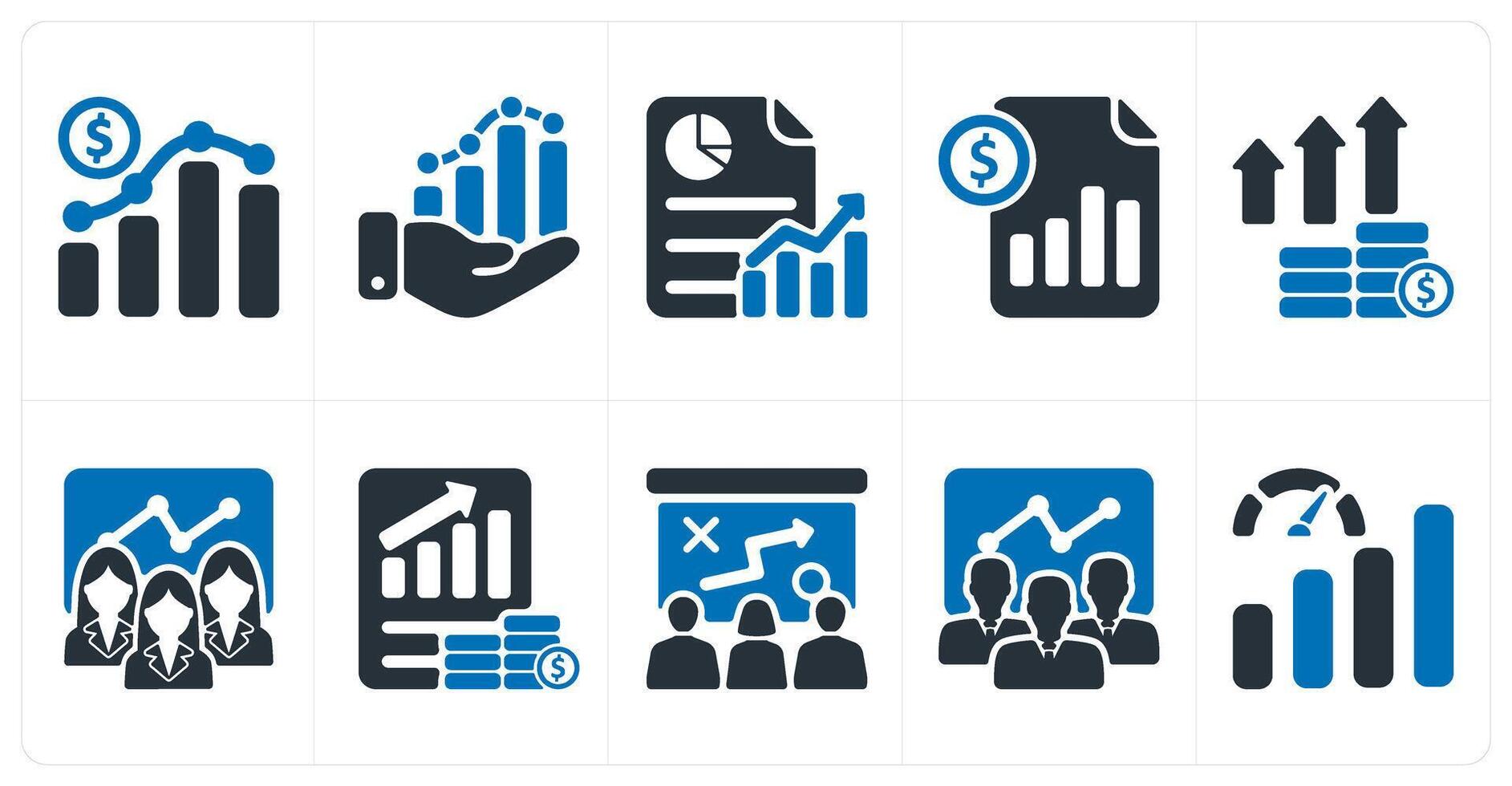 A set of 10 business icons as business growth, business progress, cost statement vector