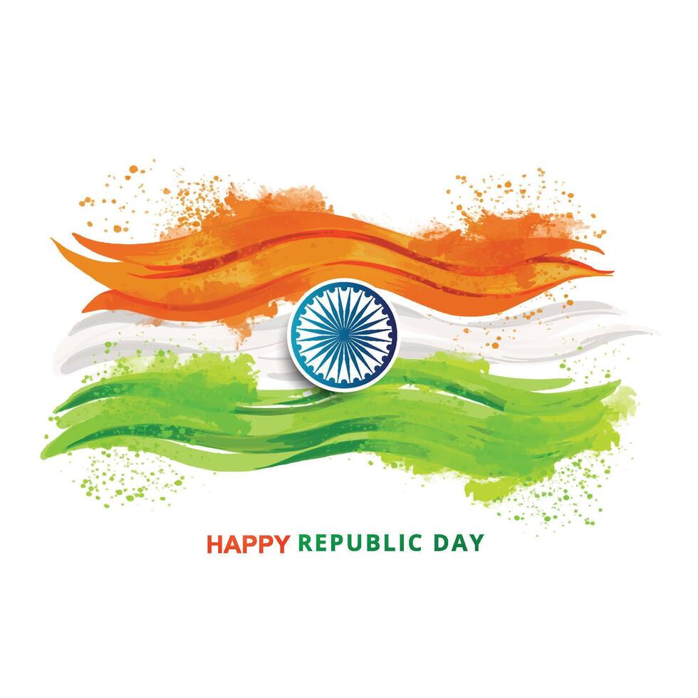 Happy republic day of India festival with wave design vector