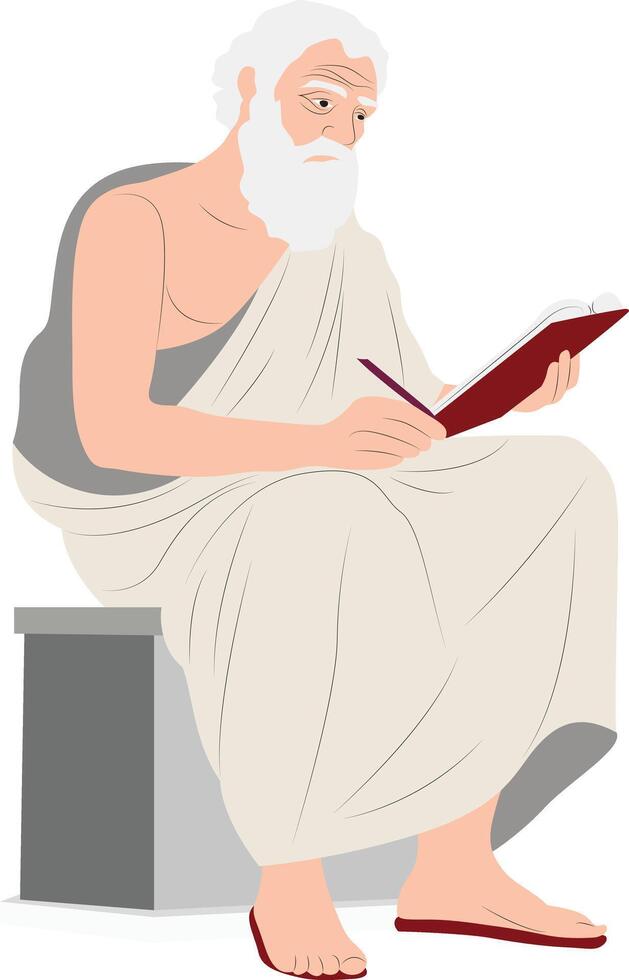 Panetius of Rhodes thinking and writing fullbody vector