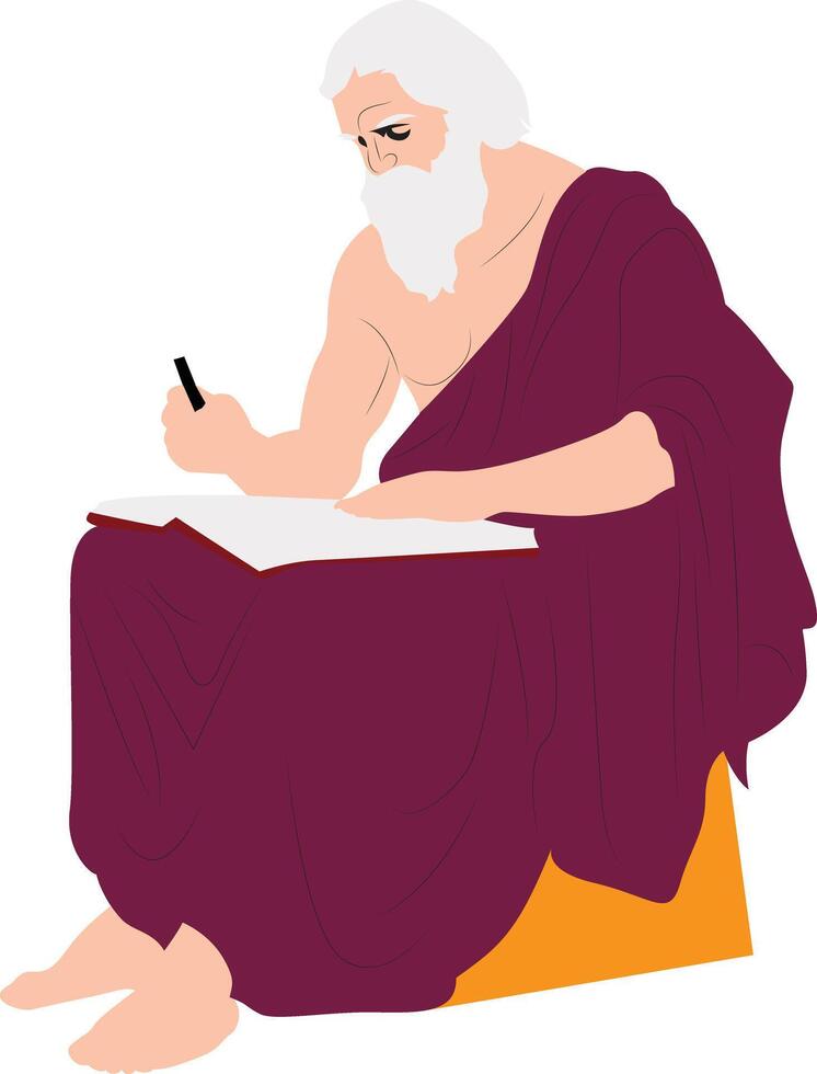 Philolaus thinking and writing vector