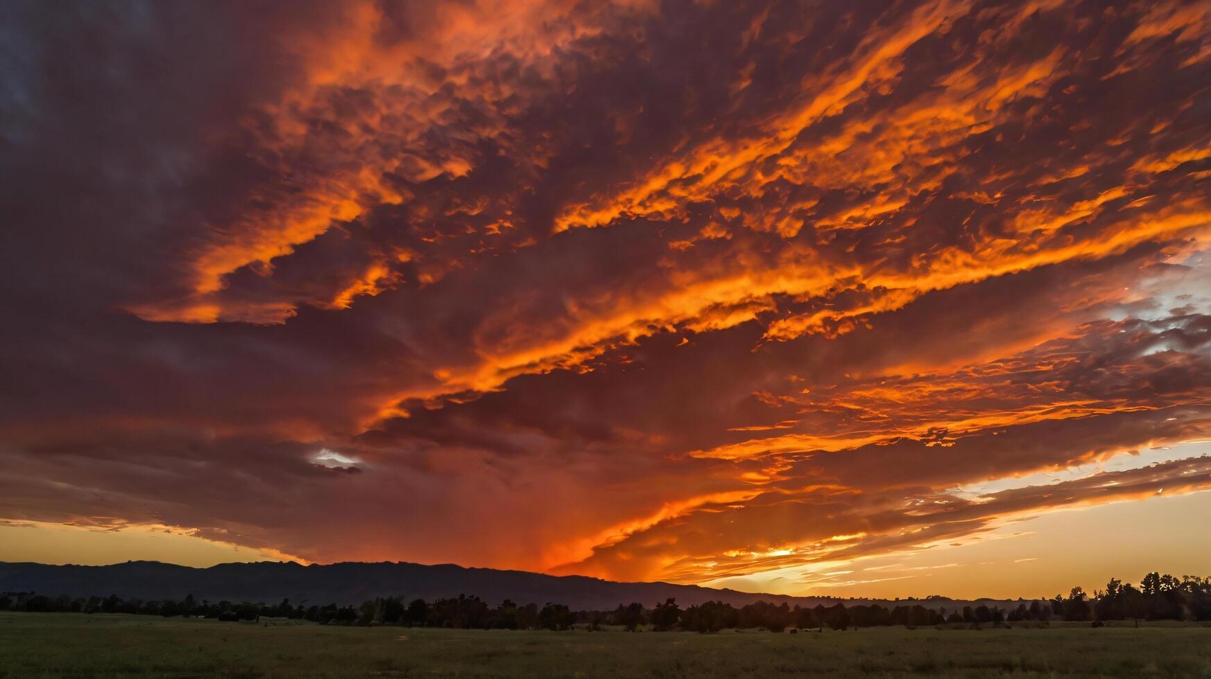 View of the mountains at dusk with a golden sky. photo