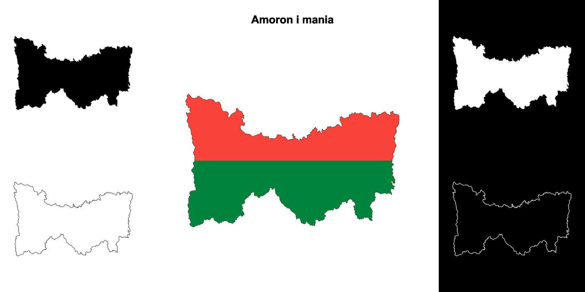 Amoron i mania region outline map set vector